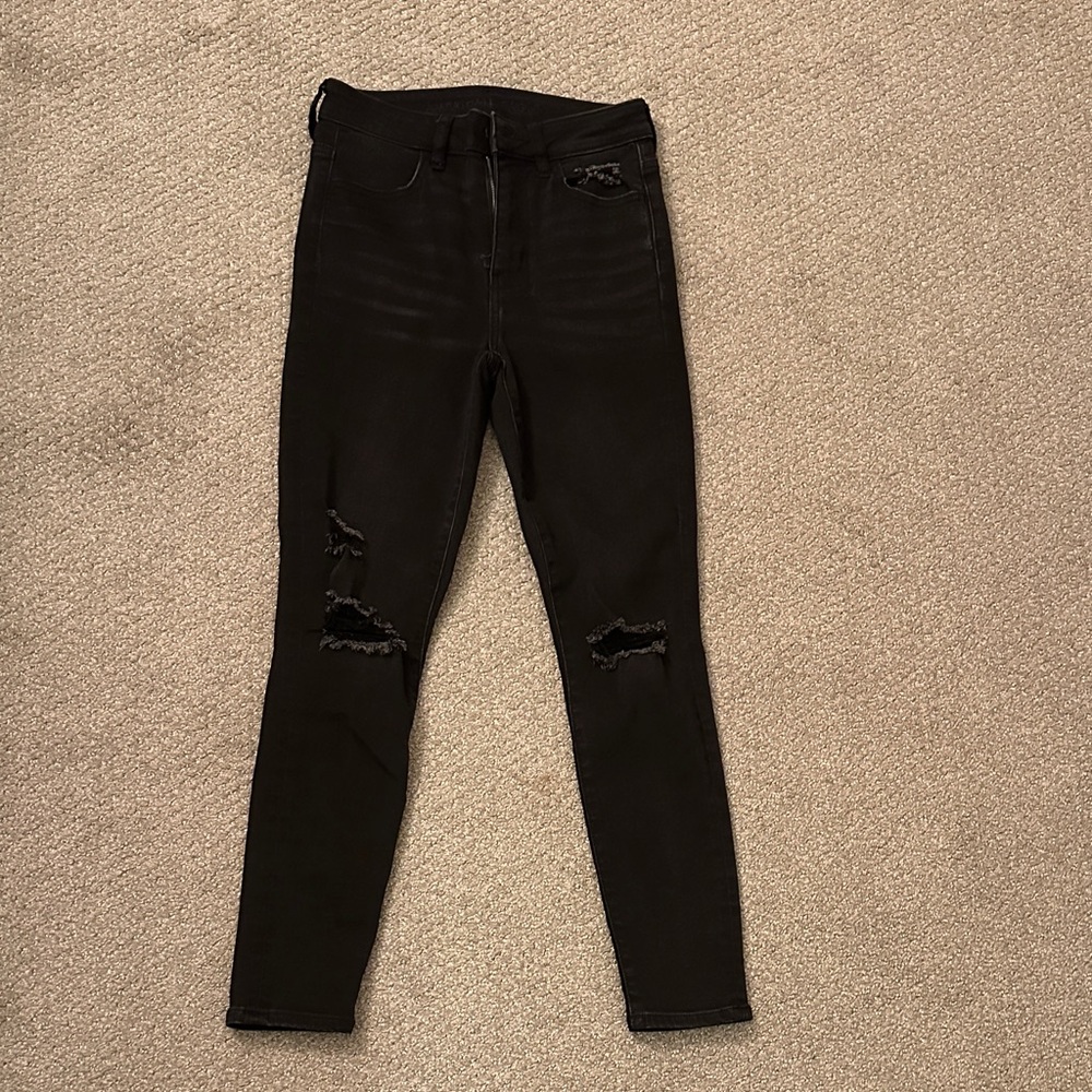 American Eagle Outfitters Black Distressed Skinny Jeans
